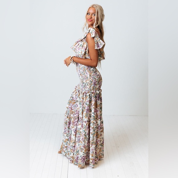 Dee Dee Home Sweet Hawaii Tie Shoulder Floral Drop Waist Maxi Dress Large - Picture 3 of 14